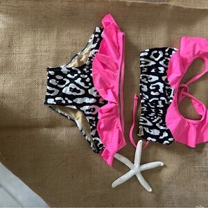 Pink and Black Leopard Kids Swim Set